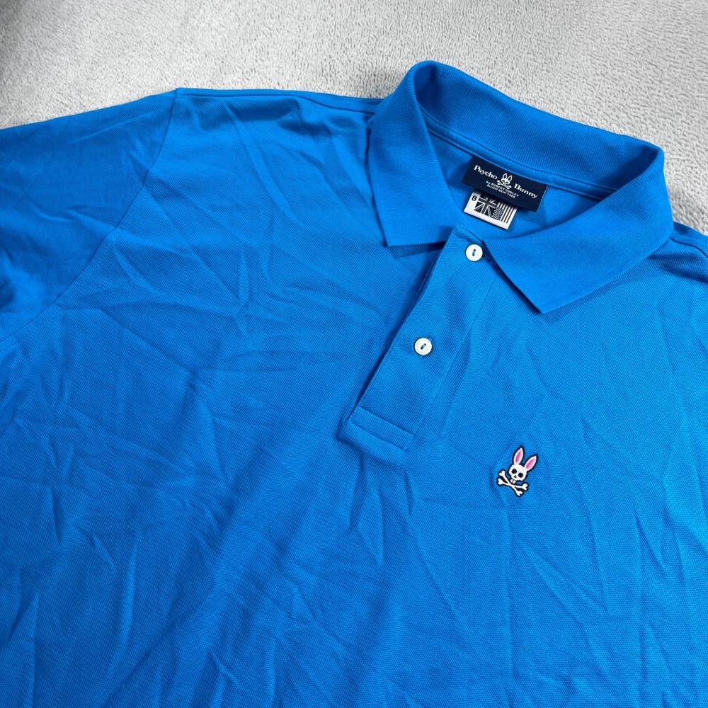 Psycho Bunny Mens Blue Short Sleeve Pique Polo Shirt Size 8 XXL